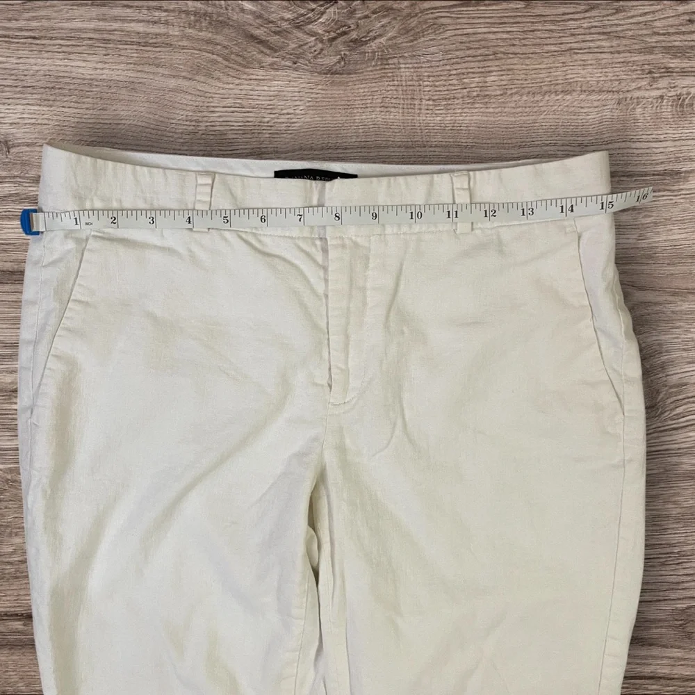 Banana Republic Avery Linen Cotton‎ Straight Leg Pants Cream Off White Size 4